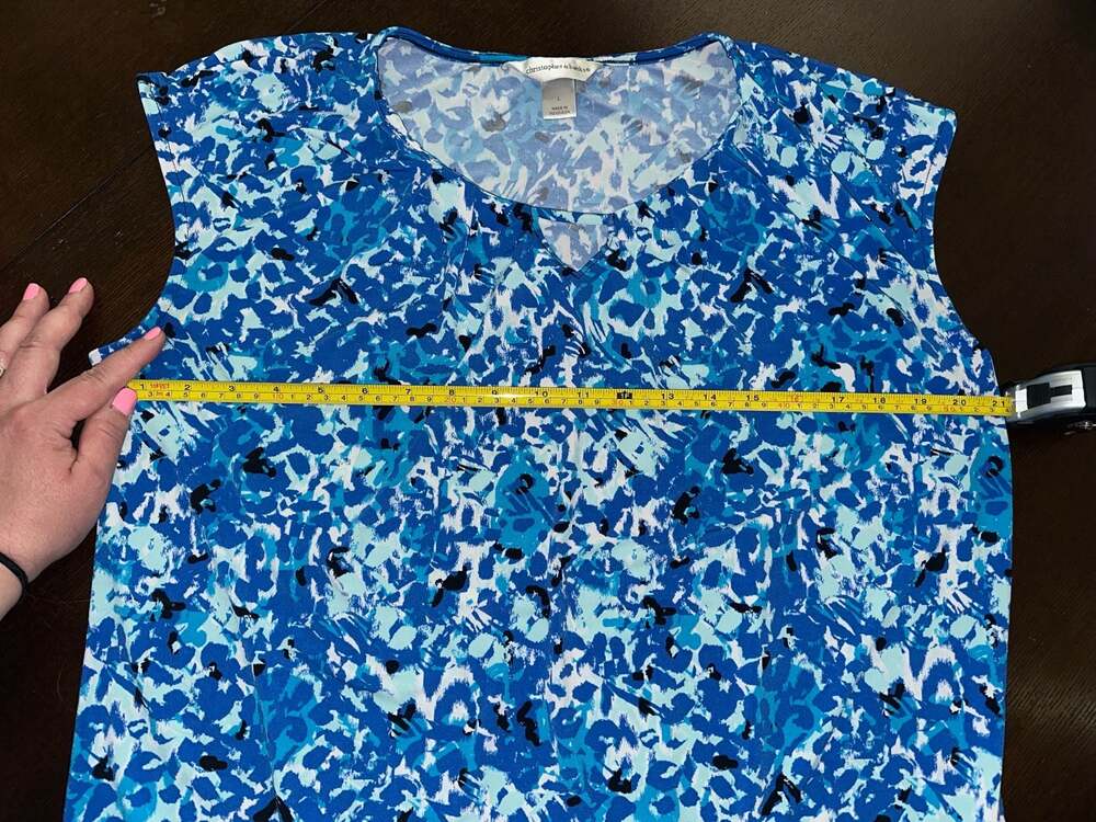 Christopher & Banks Blue Sleeveless Blouse Size L - Picture 7 of 12